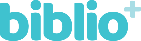 Biblio+ logo displayed in turquoise on a transparent background. The logo features the lowercase word “biblio” in a rounded, modern sans-serif typeface, followed by a light blue plus sign positioned above and to the right of the final letter.
