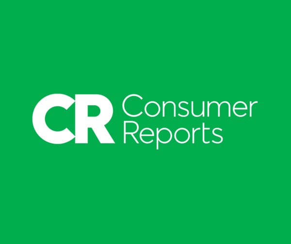 Consumer Reports logo featuring the large white letters "CR" beside the words "Consumer Reports" on a green background.