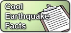 A graphic with the text "Cool Earthquake Facts" next to an illustration of a clipboard with a piece of lined paper.