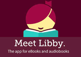 Illustration of a person reading a book with the text: "Meet Libby. The app for eBooks and audiobooks" on a burgundy background.