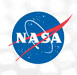 NASA logo featuring white letters "NASA" over a blue circle with a red swoosh and white orbital path.
