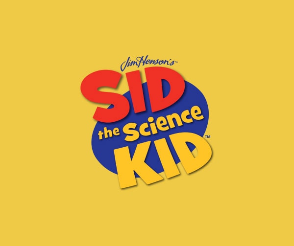 Logo for "Sid the Science Kid" with bold, colorful text on a yellow background.