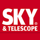 Sky & Telescope magazine logo with white text on a red background.