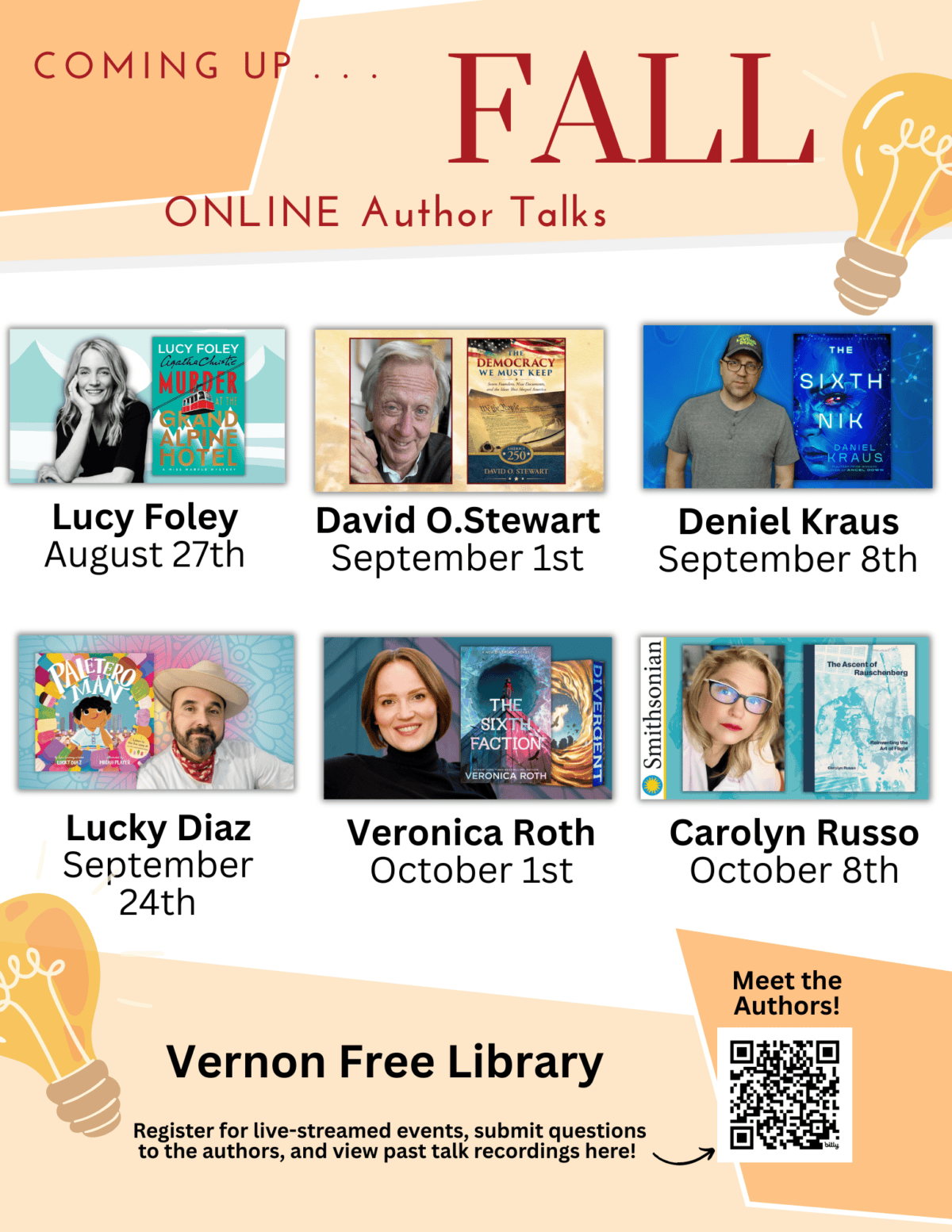 vernon free public library fall online author talks