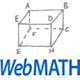 A labeled rectangular prism diagram with vertices A, B, C, D, E, F, G, and H, above the text "WebMATH.